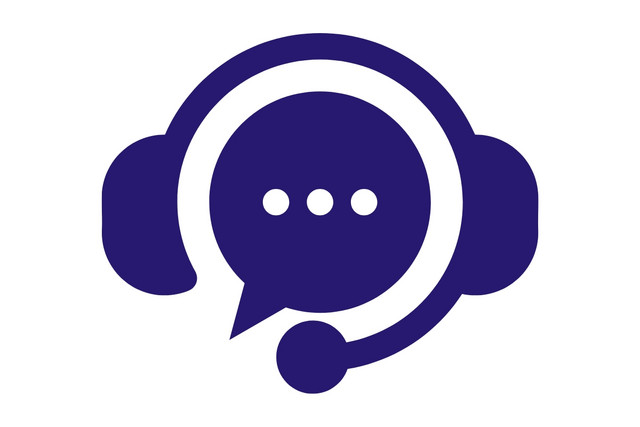 Symbolbild zur Darstellung der Rubrik Support und Kontakt, eine Sprechblase mit Headset.